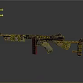 Tactical Gun Featuring Yellow Black Stripes Warning Signs And Decorative Design