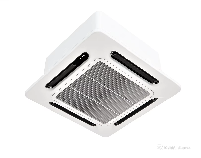 White Ceiling Mounted Air Conditioner Fan With Modern Grille And Air Outlet 3d model 