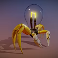 Unique Bulb Crab Design With Transparent Light Bulb Body And Yellow Claws Illuminated Inside