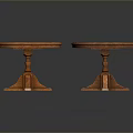 Pair of Round Wooden Dining Tables with Classic Pedestal Bases Crafted in Warm Wood Tone