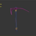 Ancient Battle Weapon With Wooden Handle Curved Metal Blade And Red Straps