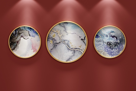 New Chinese Round Frame Painting Decorative Painting Hanging Painting 3d model