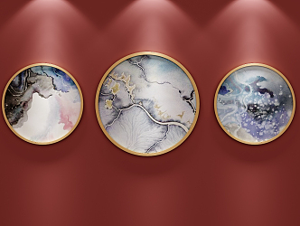 New Chinese Round Frame Painting Decorative Painting Hanging Painting 3d model