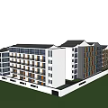 Traditional And Modern Architectural Complex With Courtyard Multi Storey Buildings 3D View 3d model