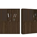 Modern Walnut Bookcases With Open Shelves Cabinet Doors And Storage Design