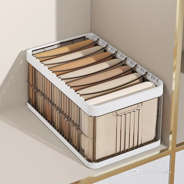 Drawer Style Storage Organizer With Multiple Layers Dividers Beige White Design 3d model 
