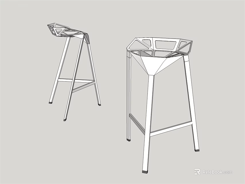 Modern Geometric Bar Stools With Stylish Metal Frame And Minimalist Design 3d model 