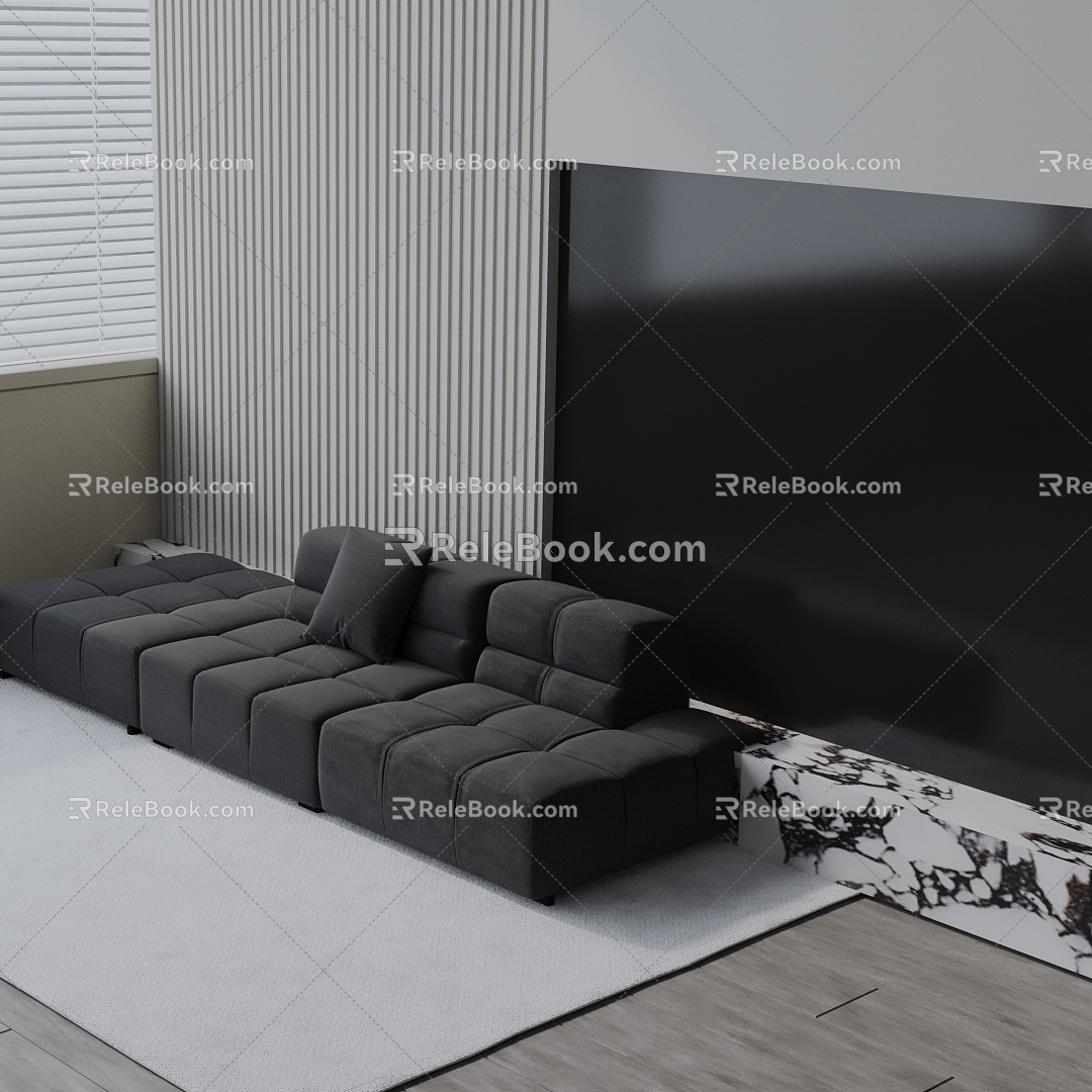 Modern three-seat sofa 3d model