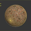 Red Decorative Sphere With Hexagonal Circular Inlaid Patterns On Dark Background