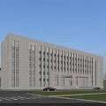 Modern Office Building With White Facade Glass Windows And Landscaped Surroundings