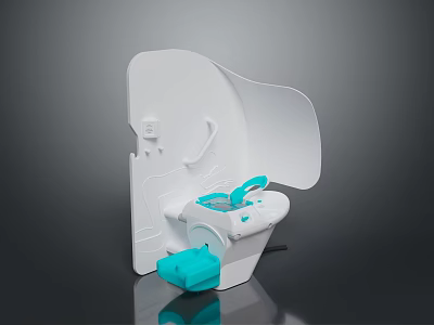White Support Stand with Turquoise Accent Components and Stable Base Design 3d model