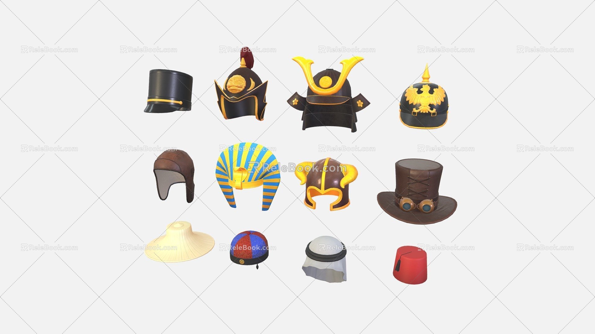 Hat and Helmet Pack 7 3d model