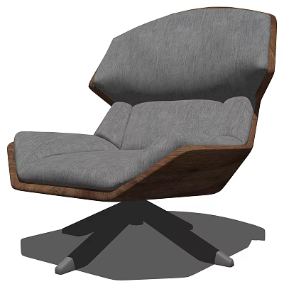 Modern Office Chair With Gray Fabric Cushion Wooden Frame And Black Caster Base 3d model