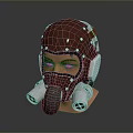 Futuristic Brown Leather Helmet with Goggles Metal Tubes and Rivets Design