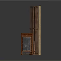 Vintage Wall Decorative Structure With Arch Design Wooden Frames And Storage Cabinets