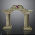 Detailed Architectural Stone Archway Structure With Decorative Columns And Purple Star Ornament