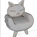 White Furry Cat Shaped Chair With Cute Closed Eyes Design