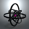 Abstract Black Geometric Mechanical Structure With Circular Rings And Pink Core 3d model