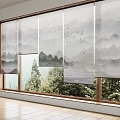 New Chinese Ink Painting Roller Curtain Landscape Painting Roller Curtain Zen Roller Curtain 3d model