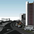 Modern Commercial Complex With High Rise Buildings And Mixed Use Spaces