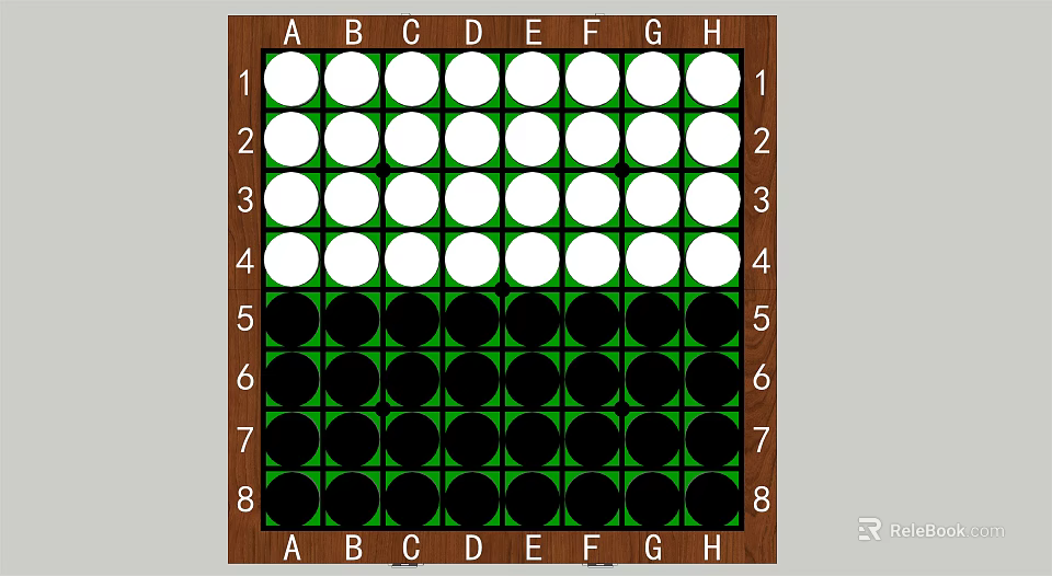 Chess Board Game With White And Black Pieces On Coordinates Grid 3d model 