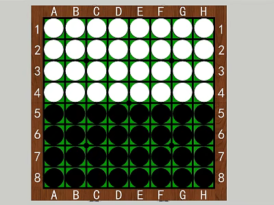 Chess Board Game With White And Black Pieces On Coordinates Grid 3d model