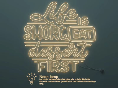 Bright Luminous Neon Lighting Combination With Bold Typography Warm Yellow Color Dark Background 3d model