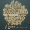 Bright Luminous Neon Lighting Combination With Bold Typography Warm Yellow Color Dark Background