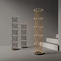 Woven Floor Lamps With Black And Gold Design And Small Bulbs For Interior