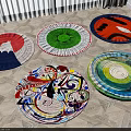 Vibrant Round Rugs with Diverse Abstract Patterns for Home Decor 3d model