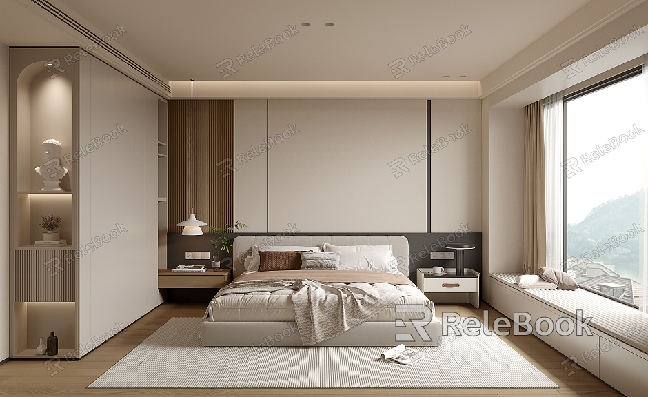 Cream wind bedroom model