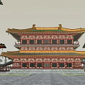 Ancient Chinese Architecture With Multi Story Structure Traditional Curved Eaves And Red Wooden Walls