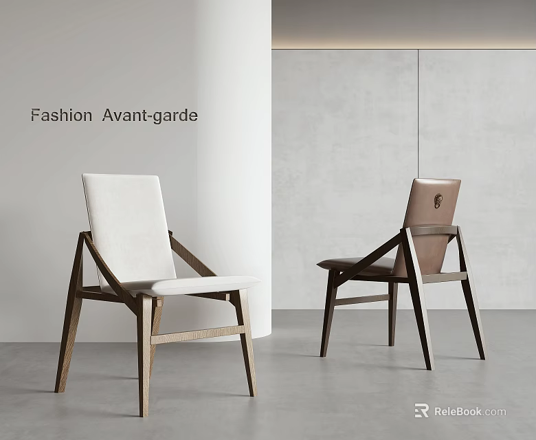 Fashion Avant-garde Accent Chair With Modern Design Wooden Frame And Neutral Tones 3d model 
