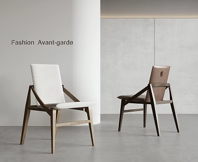 Fashion Avant-garde Accent Chair With Modern Design Wooden Frame And Neutral Tones 3d model