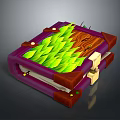 Stylish Purple Storage Box With Green Leafy Pattern And Wooden Decorative Accents