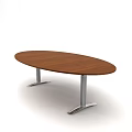 Oval Office Conference Table With Wooden Top And Silver Metal Legs Design