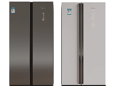 Modern Side by Side Refrigerators in Dark and Light Gray with Sleek Stainless Steel Finish 3d model