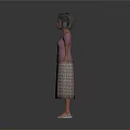 Elderly Woman In Purple Top And Patterned Skirt Standing With Arms Outstretched