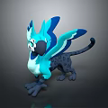 Cartoon Fantasy Character Featuring Blue Winged Spotted Cat Like Creature