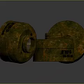Three Rusty Weapon Parts With Corroded Metal Surfaces And Aged Appearance