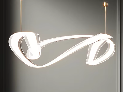 Modern Intertwined Chandelier with White Light and Glossy Acrylic Design Hanging in Interior 3d model