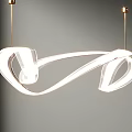 Modern Intertwined Chandelier with White Light and Glossy Acrylic Design Hanging in Interior