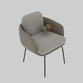 Modern Leisure Chair With Light Gray Cushion Brown Armrest And Black Metal Legs