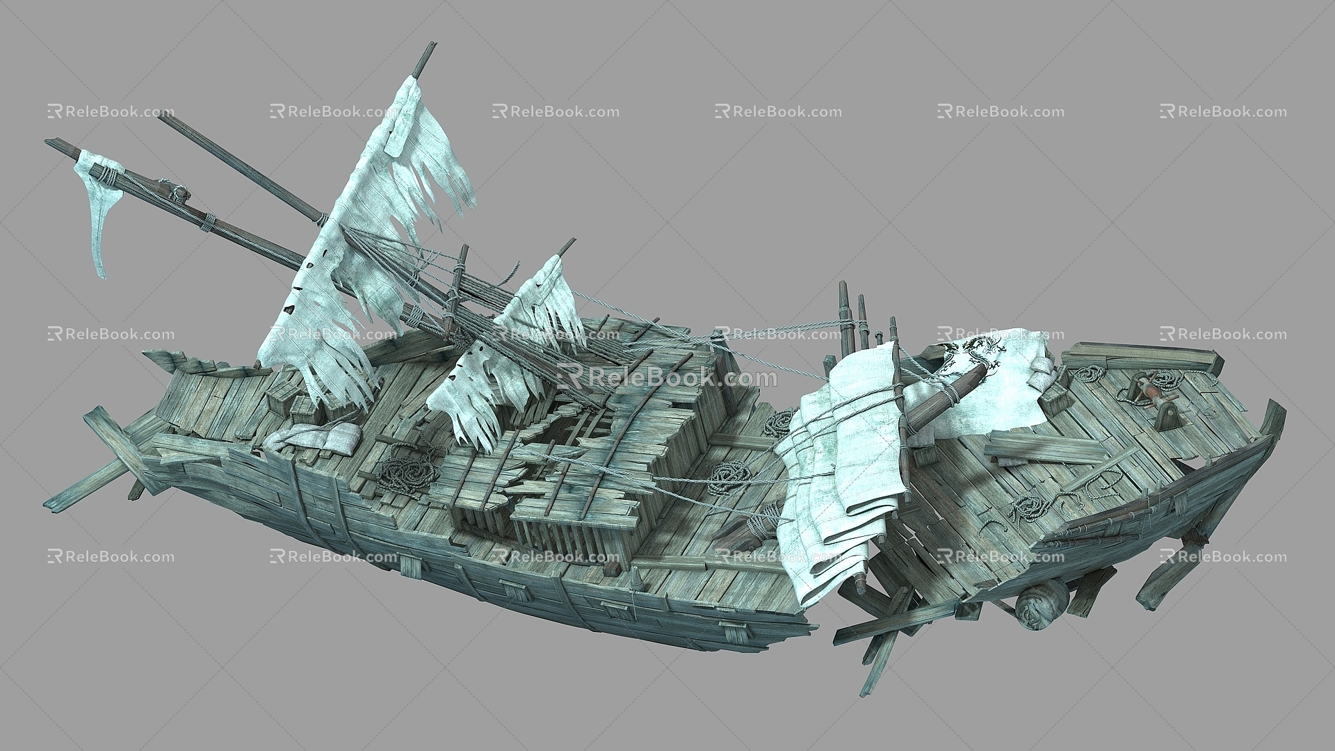 Realistic shipwreck ship 3d model