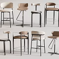 Modern Bar Stools With Various Designs Metal Frames And Comfortable Seats 3d model