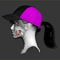 Black And Pink Trucker Hat With Mesh Panels On Mannequin Head