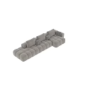 Light Gray Sectional Sofa With Tufted Design And Black White Geometric Pattern Pillows 3d model