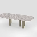 Modern Dining Table With Sleek Marble Top And Cylindrical Legs Design