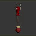 Shiny Red Decorative Ornament With Gold Chain And Multiple Linked Red Parts