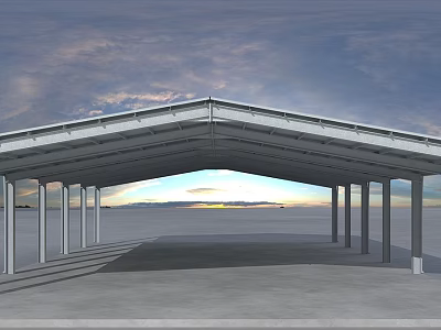 Modern greenhouse metal shed hangar 3d model